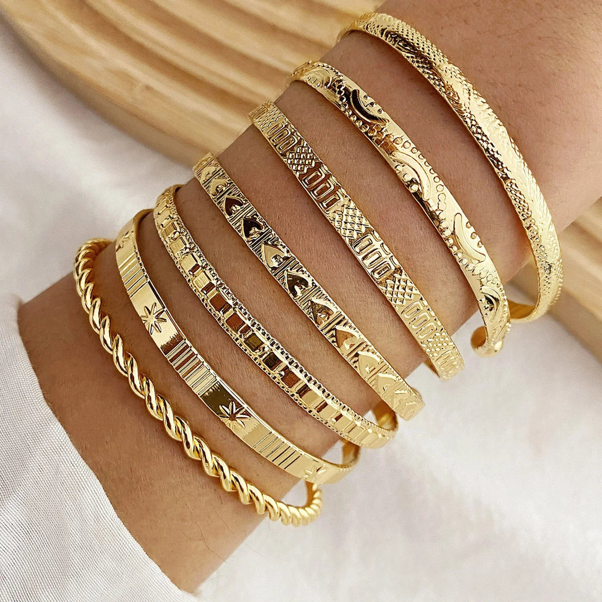 Gold Bracelets Set of 7