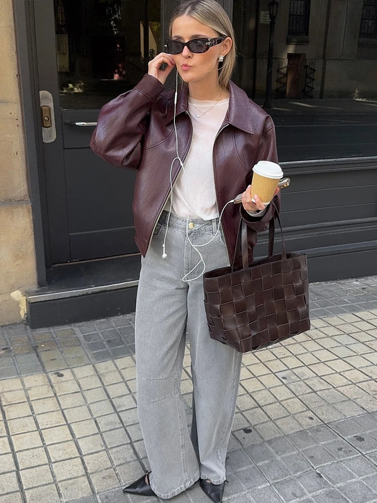 Cropped Leather Jacket