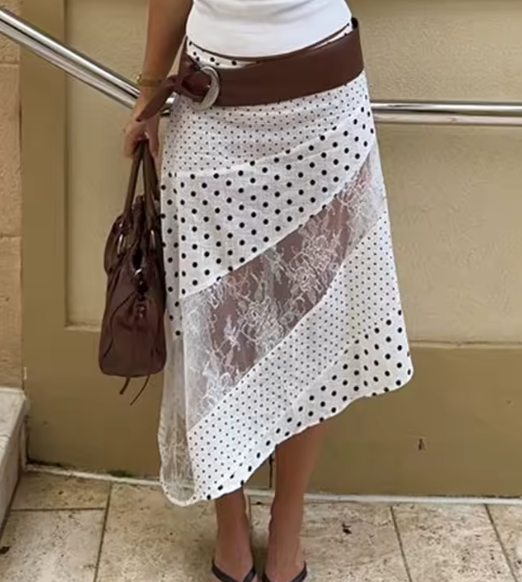 Polka Dot Midi Skirt